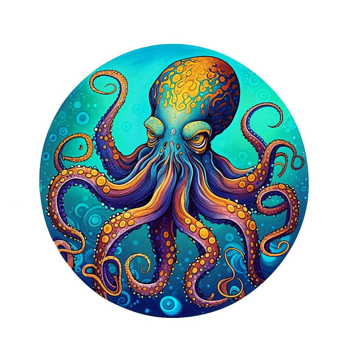 

3D Octopus Wooden Puzzle - Circular Irregular Ocean Design, Brain Teaser Toy & Unique Gift for Adults