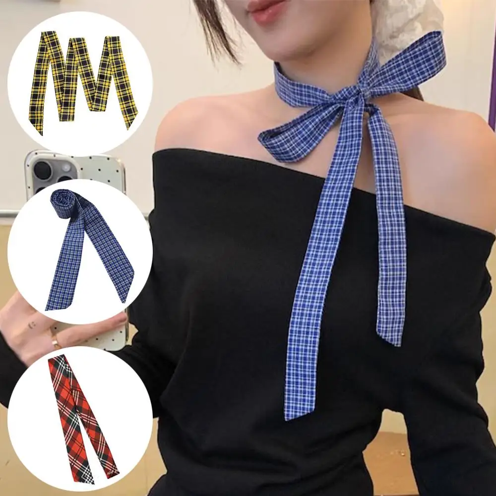

Women's Retro Plaid Waist Belt Trendy Long Skinny Waistband Korean Y2k Headband Neckerchief Dual Purpose Decoration