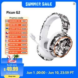 Picun G2 Wireless Gaming Headset Bluetooth 2.4G Headphones 7.1 Surround 5ms Low Latency ENC Mic for PC PS4 PS5 Phone Switch