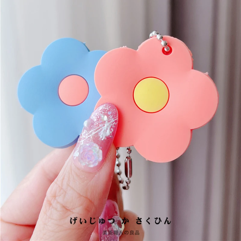 1pc Cute Cartoon Sole Keychain Silicone Flower Protective Key Case Cover for Key Control Dust Cap Holder Gift Women Key Chain