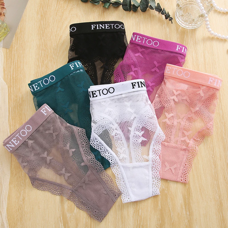 FINETOO Sexy Lace Thongs Women Panties Low Waist Underwear Women Solid Comfortable Female Underpants Breathable Lingerie