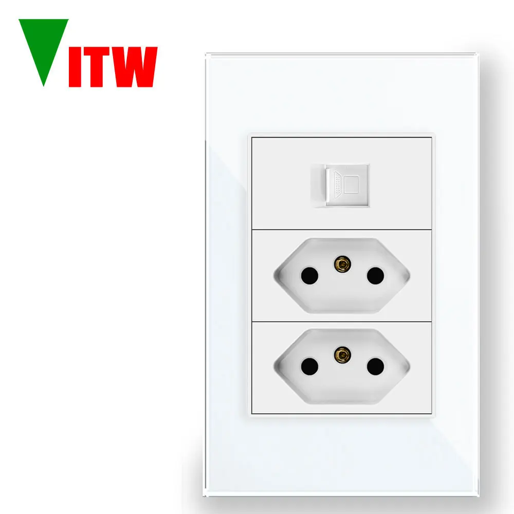 مقبس حائط برازيلي Vitw 120 مم * 72 مم لوح من الزجاج المقسى لشبكة الكمبيوتر واجهة كابل عالمية #2
