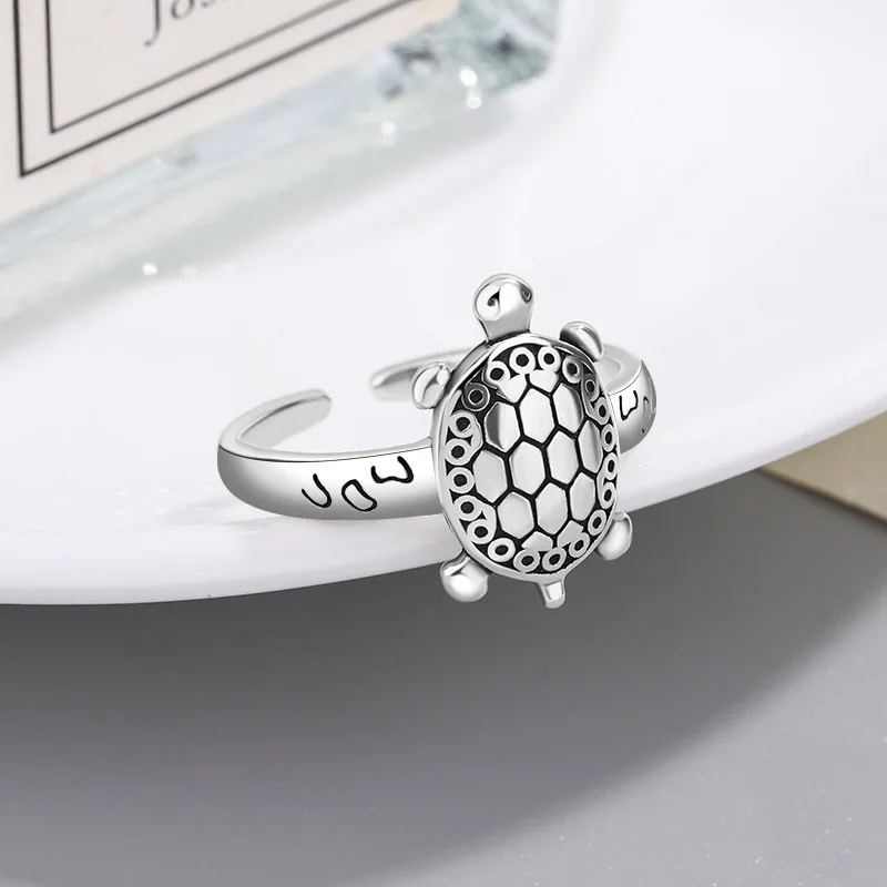 New Arrival Elegant Turtle Animal Design Thai Silver Female Rings Promotion Jewelry For Women Party Gifts No Fade Cheap