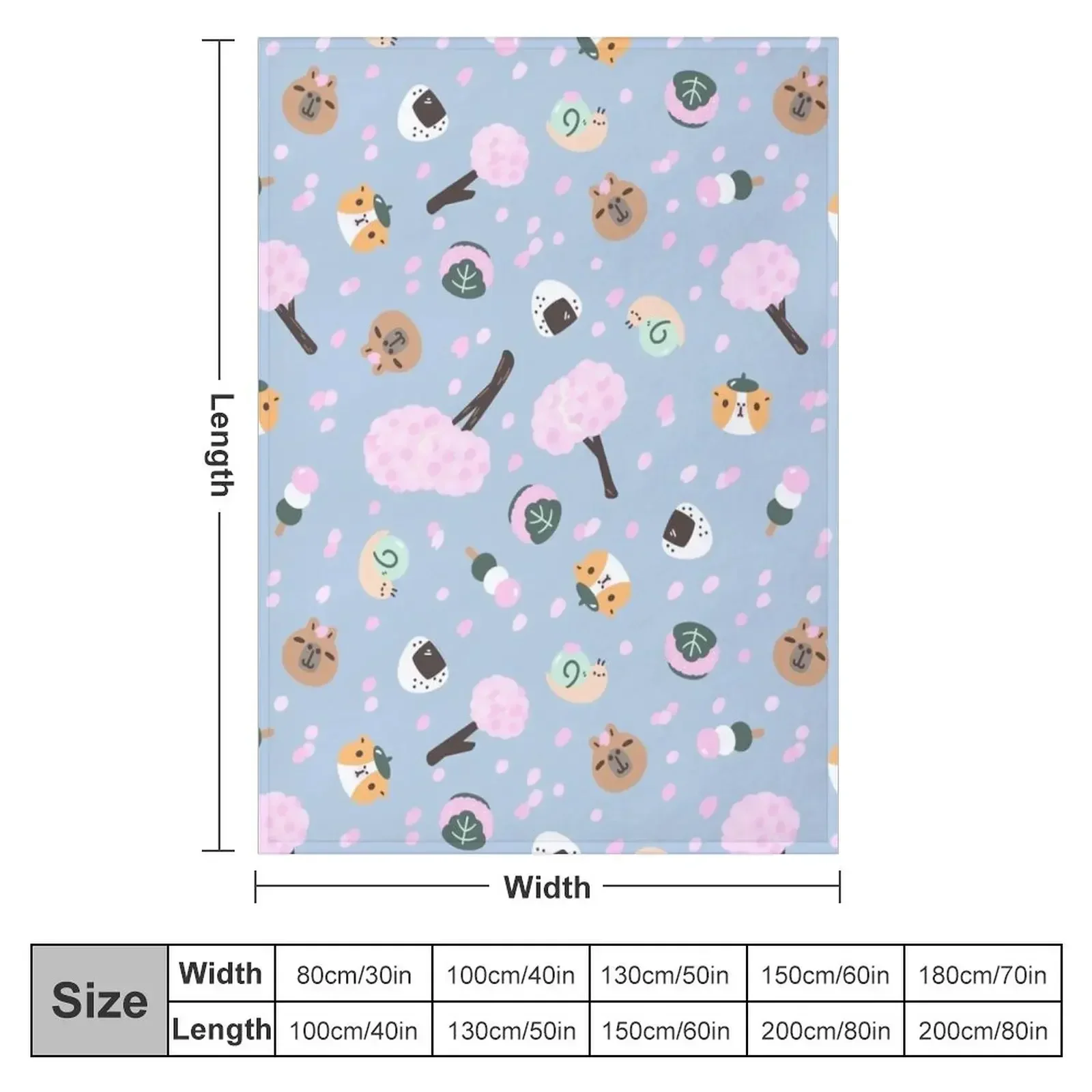 Bubu and Moonch Sakura Season Pattern Throw Blanket Loose Soft Beds Blankets