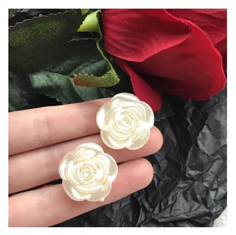 Purple Rose Earrings for Women Elegant Lady Temperament Accessories Jewelry White Rose Earrings Valentine\'s Day Gift