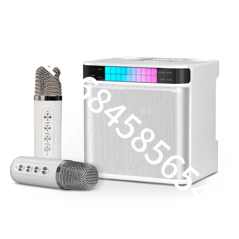 

Biner YS-223 Outdoor Karaoke Wireless Small Mini Bluetooth Sound Karaoke Speaker With 2PCS Wireless Microphones