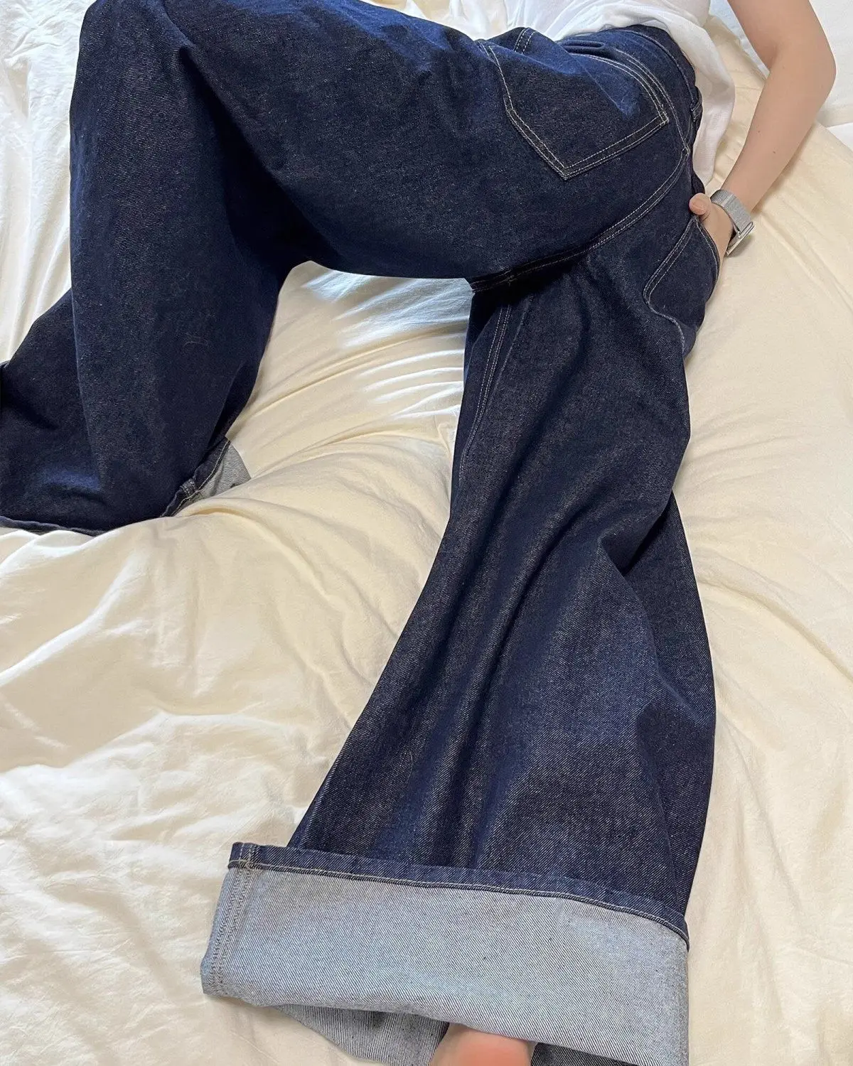 Nuevos pantalones vaqueros de pierna ancha negros americanos para mujer, para otoño e invierno, para hombres y mujeres, pantalones rectos sueltos lavados