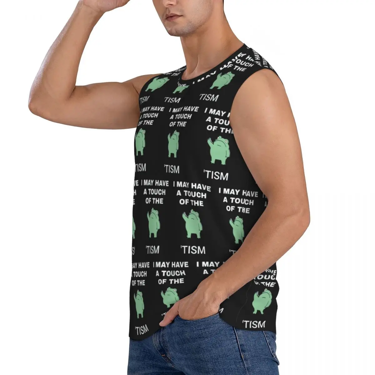 I May Have A Touch Of The Tism Men Sleeveless Tank Tops Quick Dry Breathable Gym Fitness Running Summer Casual Sport Vest