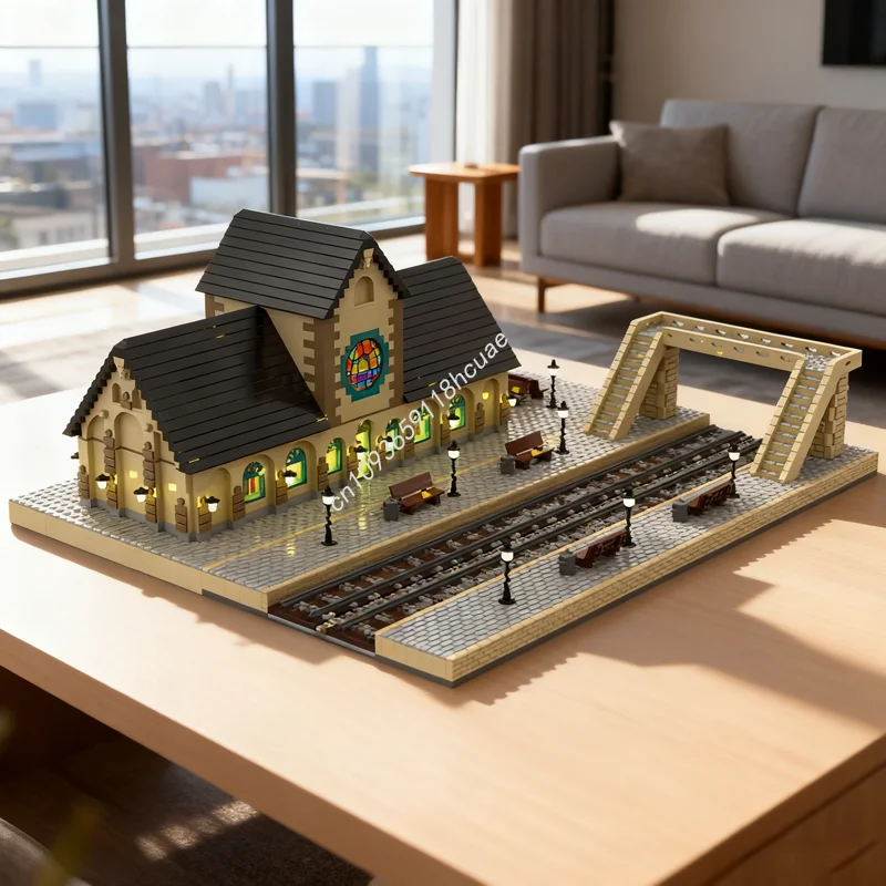 

4005 шт. MOC поездный вокзал, городская поезда, модель, строительные блоки, строительные игрушки, идея, кирпич, детский рождественский подарок на день рождения