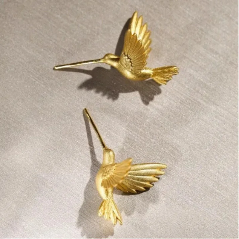 New Fashion National Style Bird 925 Sterling Silver Jewelry Personality Temperament Hummingbird Animal Earrings  ED122