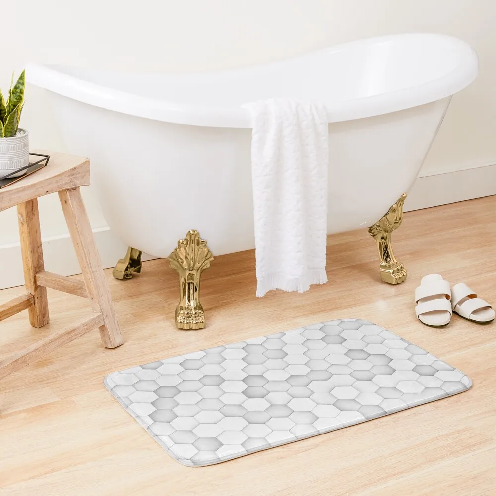 

Random shifted white hexagon honeycomb geometrical pattern background Bath Mat Accessories Sets For The Bathroom Mat