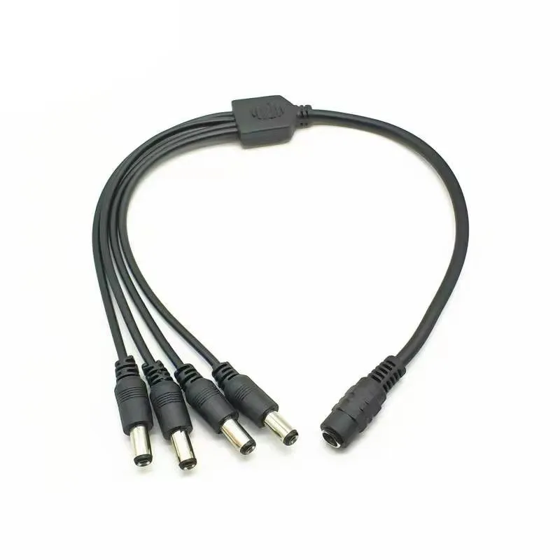 10pcs DC Power 1 Female To 4 Male Connector Splitter Cable Length: 30cm 5.5mm/2.1mm For LED And CCTV Camera Power Adaptor