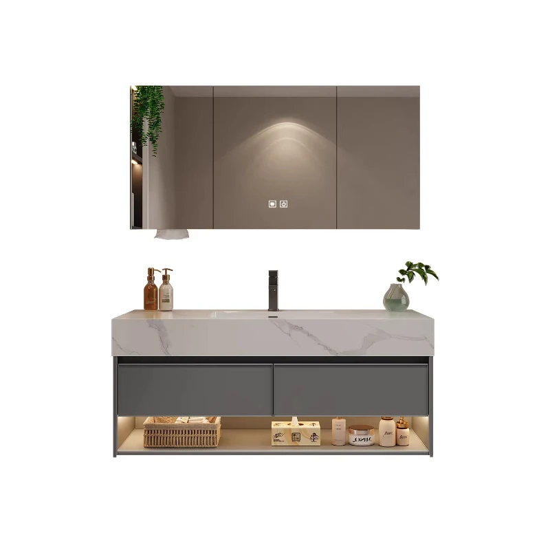 Керамический бесшовный умывальник из сланца, тумба для ванной комнаты, водонепроницаемая тумба для умывальника с алюминиевой сотовой панелью