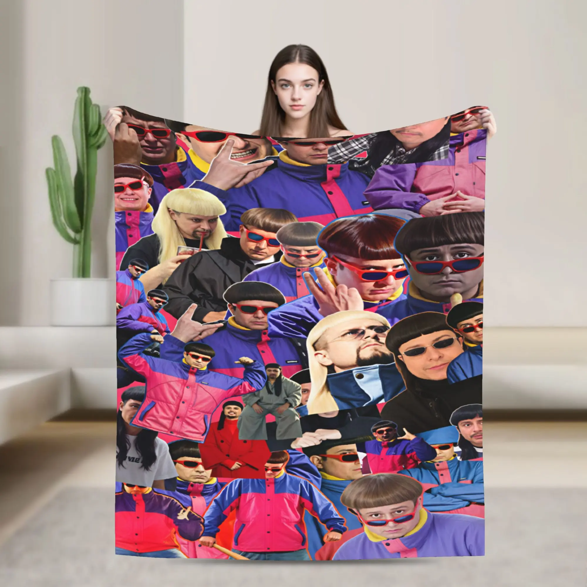 Warm Soft Blanket Picnic Oliver Tree Collage Pink Throw Blanket  Flannel Bedspread For Couch Chair Print Sofa Bed Cover