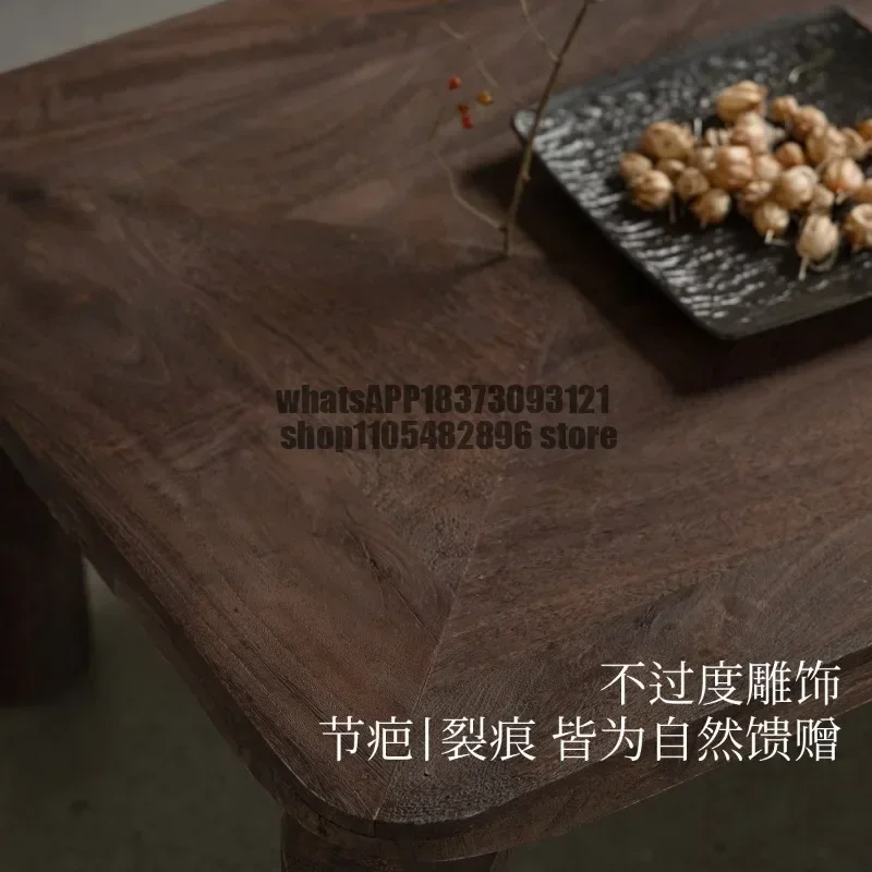 Solid wood living room wabi wind tea table household balcony bay window small tea table