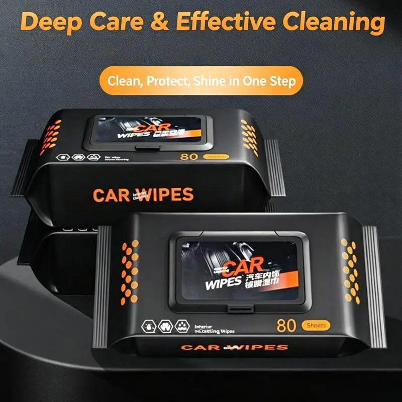 New 80Pcs/Pack Car Interior Cleaning Wipes Multi-function Car Dashboard Seat Leather Nursing Brightening Wipes Car Wash Care