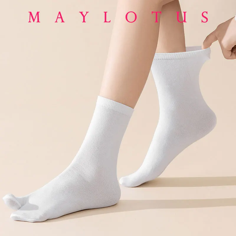 High Quality Split Toe Socks New Combed Solid Color Women's Tabi Socks Japanese Harajuku Cotton Soft Ankle Socks