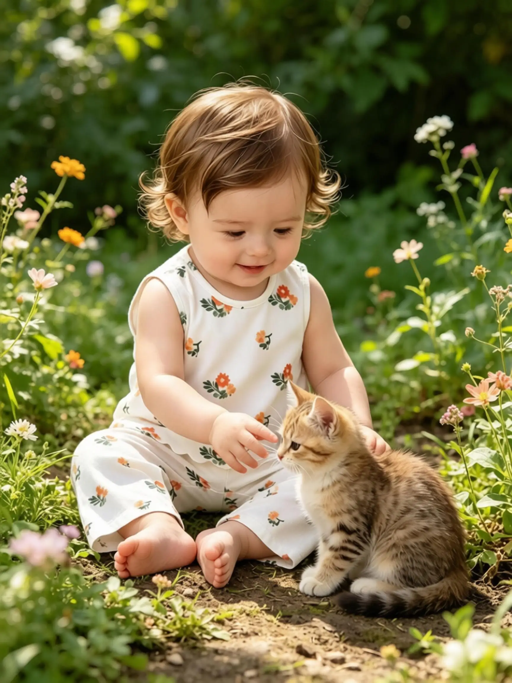 Cute Casual Summer Outfit for Baby Girl Two-Piece Floral Print Sleeveless Top And Pants Set