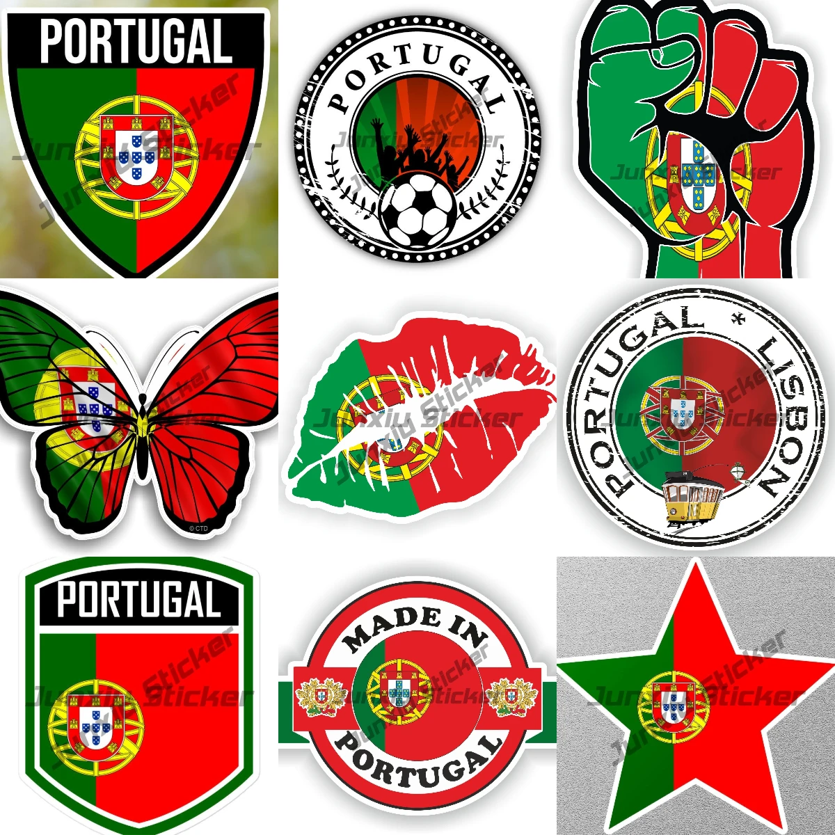 

Portugal Shield Waterproof Sticker Lisbon Portuguese City Country Code Oval Flag Sticker for Bumper Book Laptop Fridge Helmet