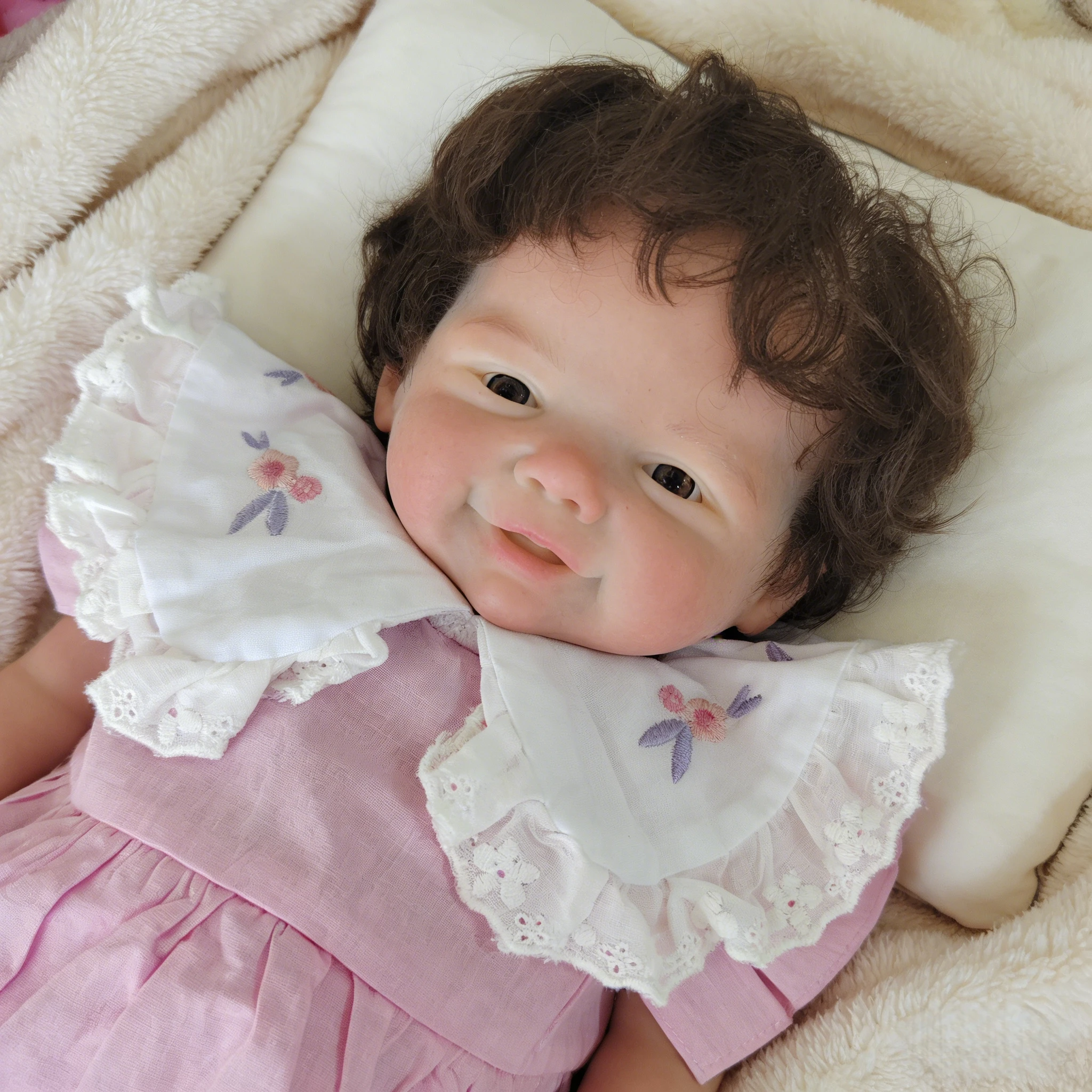 

Full Body Soft Silicone Reborn Baby Vivienne Realistic 18 Inch Painted Girl With Hand-rooted Hair Lovley Newborn For Gifts