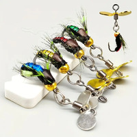 6pcs/box Artificial Insect Fishing Bait, Fast Sinking Brass Bead Head Scud Fly Worm Trout Fishing Lure