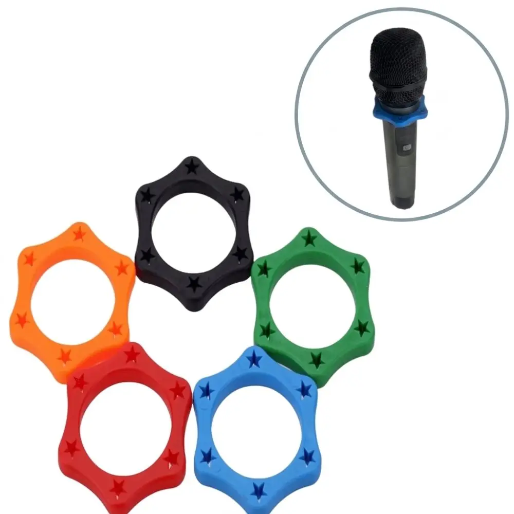 5pcs Rubber Anti-Rolling Ring Hexagonal Shape Anti-Slip Mic Anti-Roll Ring Wireless Handheld Microphone Protection Ring KTV