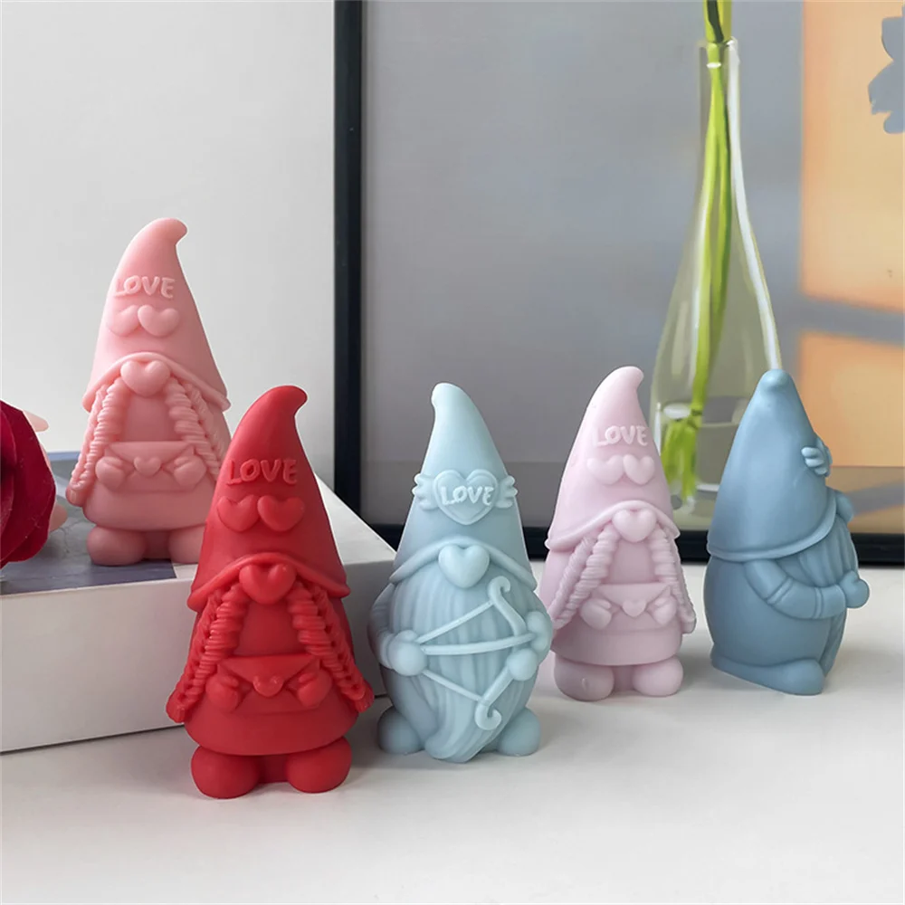 Christmas Love Heart Gnome Scented Candle Mold DIY Epoxy Resin Plaster Silicone Clay Molds Home Table Crafts Ornaments Gifts