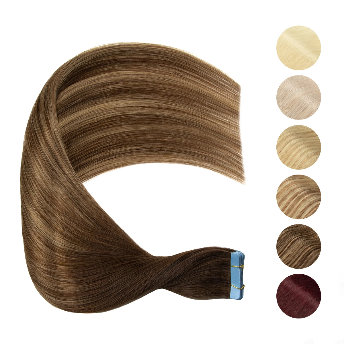 MRSHAIR Tape In Hair Extensions Human Hair Skin Weft Remy Natural Tape in Extensions 40-50G/Pack Full 12-24 inch Tape-Ins