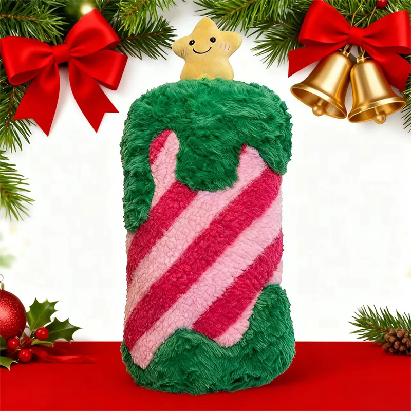 

52CM Big Cute Cartoon Christmas Candle Pillow Plush Hugging Toy Creative Party Decoration Accompany Sleep For Kid Christmas Gift