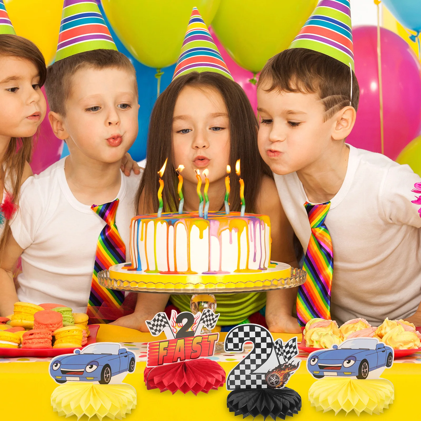 

10Pcs Party Honeycomb Decoration Racing Car Theme Centerpieces Desktop Table Landscape Prop for Unforgettable Festival Decor