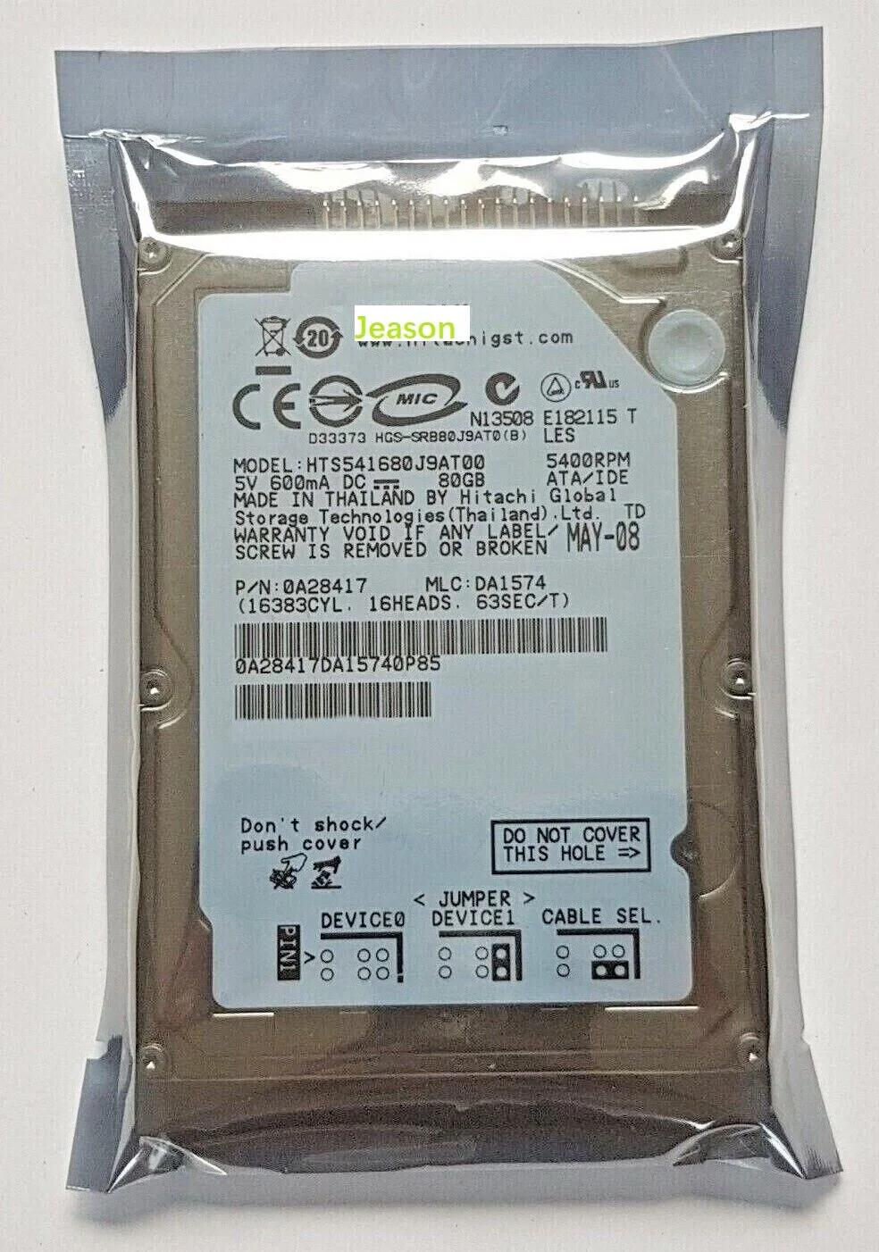 For HITACHI HTS541680J9AT00 80GB HDD 2.5