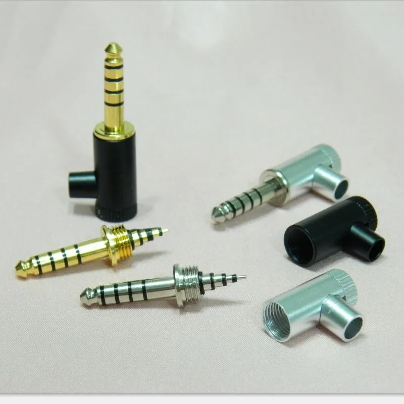3Pcs HiFi 구리 4.4mm 4.4 밸런스드 골드/실버 도금 플러그 수리 헤드폰 오디오 플러그 커넥터 L 모양 90도 직각
