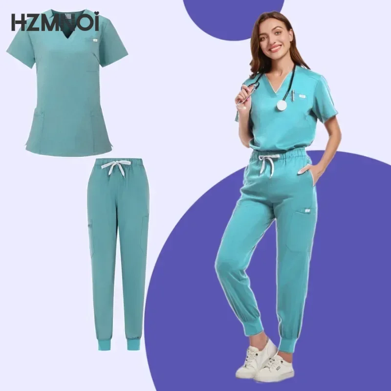 

Surgical Uniforms Woman Scrub Set Medical Nurse Beauty Salon Workwear Clinical Scrubs Top Pants Spa Doctor Nursing Clinical Suit