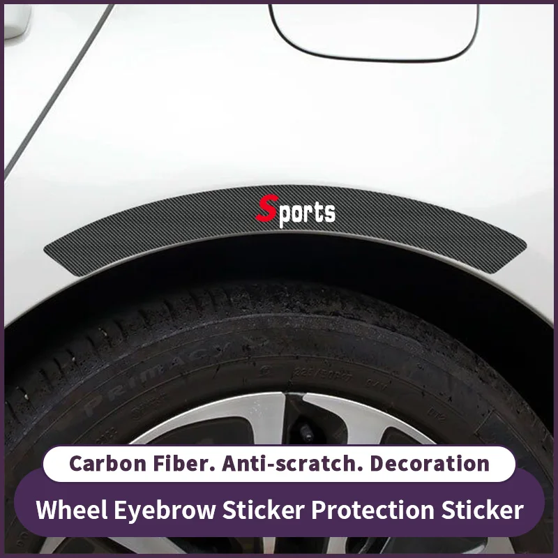 4-Piece Set Suitable for Car Wheel Arch Anti-Collision Decorative Stickers with Large Font Sports Carbon Fiber Pattern Decorative Strips Anti-Scratch Stickers