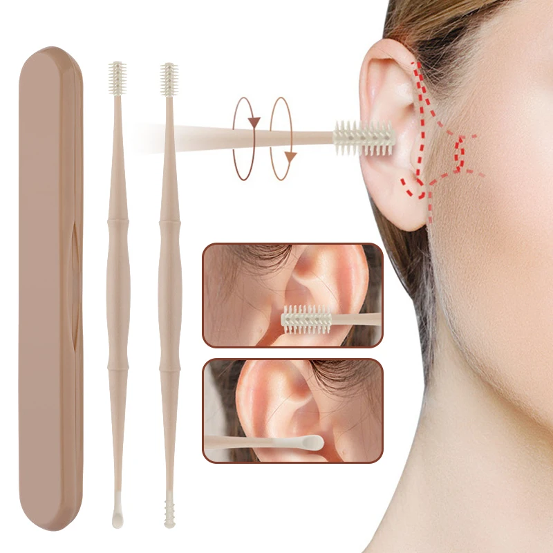 Double-Sided Earpick Soft Silicone Spiral Rotating Ear Wax Cleaner Ears Remover Clean Tool Spiral Design