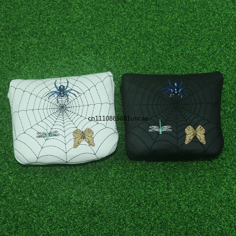 Spider Embroidered Magnetic Putter Cover PU Flannel Lining Golf Club Protective Accessory Hot Sale