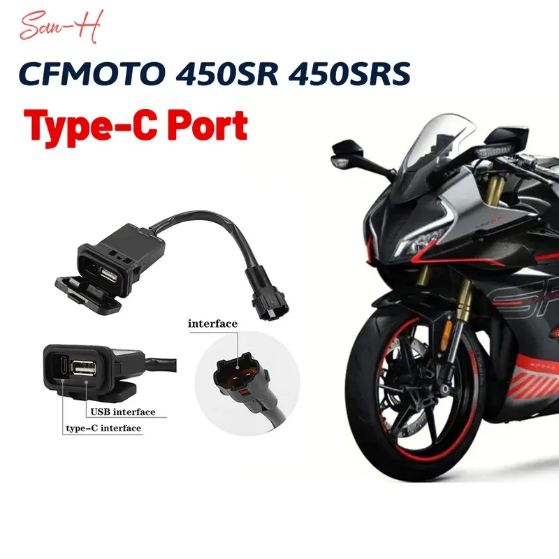 Motorcycle For CFMOTO 450SR 450SRS XO Baboon 800NK New Style 250SR Modified USB Plug 450SR USB Type C Interface