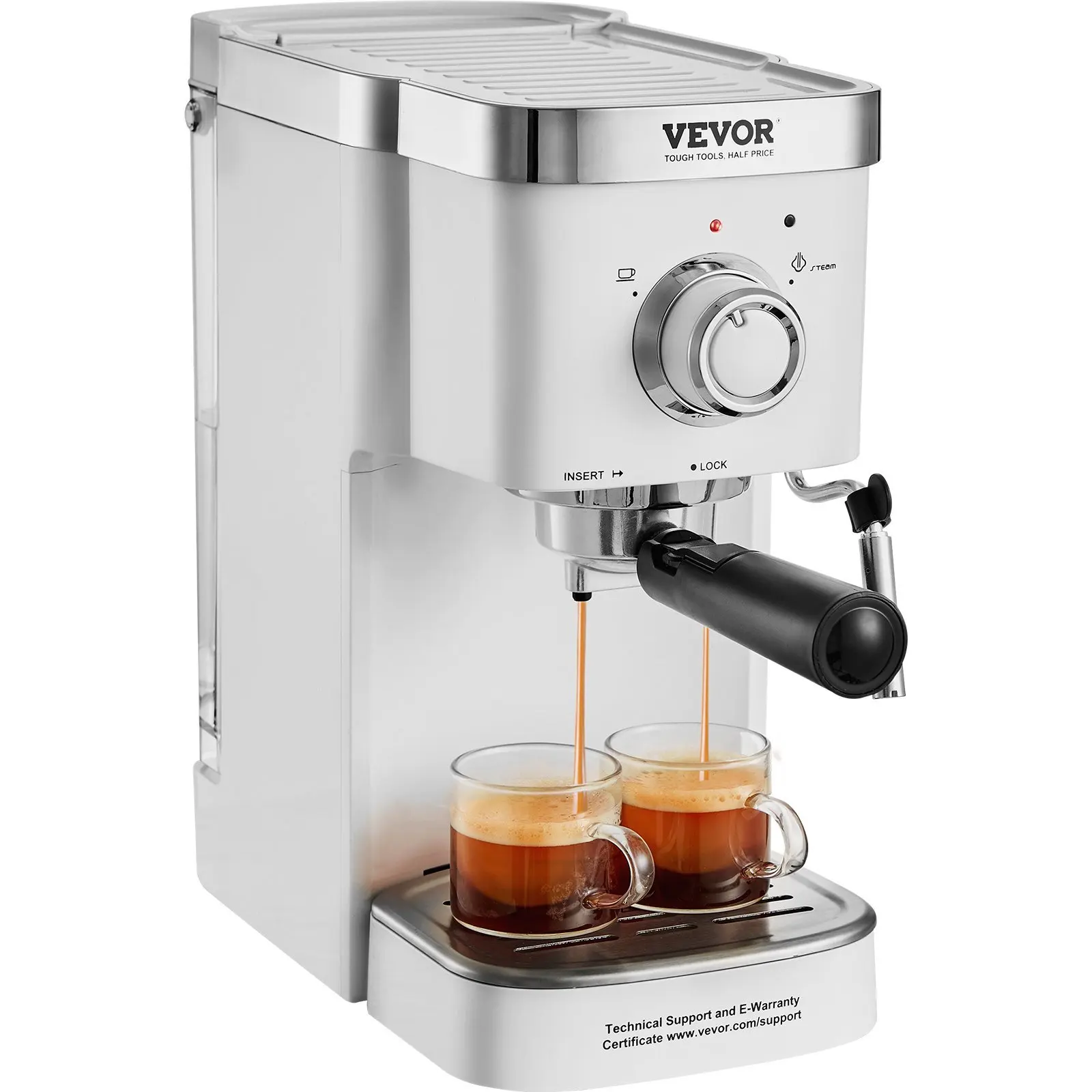 Espresso Coffee Machine, 15Bar Semi-Automatic Espresso Maker with Milk Frother Steam Wand, Professional Cappuccino Latte Machine