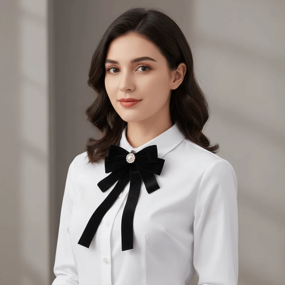 الفاخرة المخملية الشريط الأسود دبوس الخرز الراين جنازة تذكارية دبوس متعدد الطبقات اللؤلؤ الأسود القوس ربطة العنق الرجال