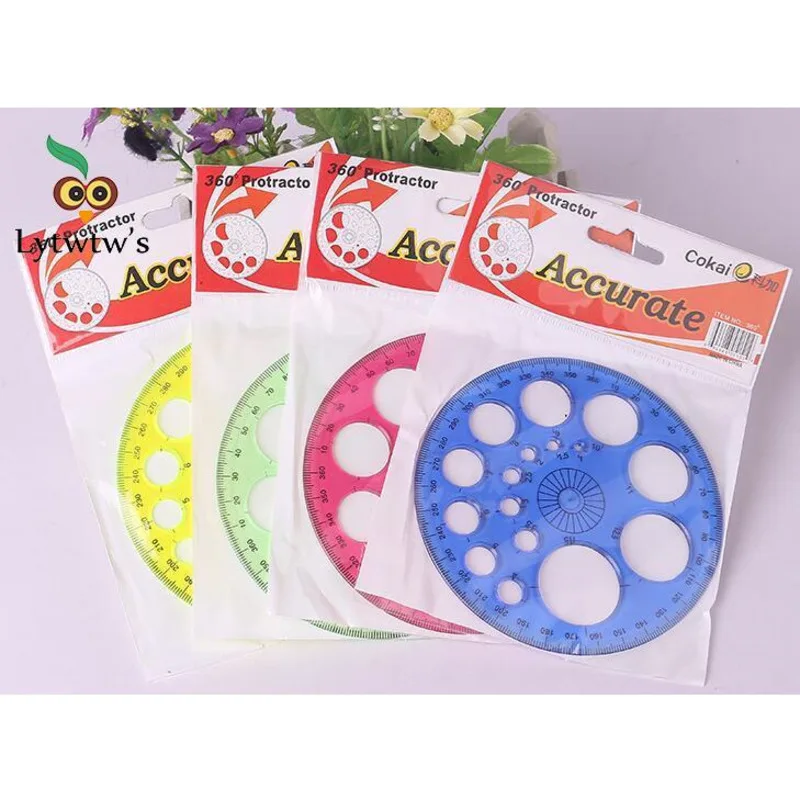 1 Pcs Stationery 360 Degree Round Ruler Transparent Circle Office School Drafting Supply Protractor Modern Master Template