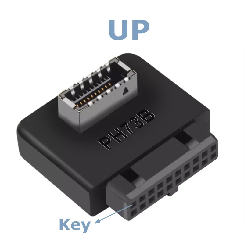 Motherboard USB Header Adapter USB3.0 19pin 20pin to TYPE-E 90 Degrees Converter Front Chassis TYPE C Plug-in Port