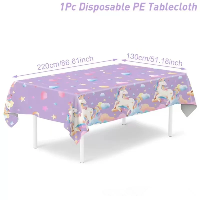 Einhorn Party Einweg Tischdecke Einhorn Geburtstag Party Dekoration Mädchen Einweg Geschirr Tischdecke Mädchen Baby Dusche – Detail 6