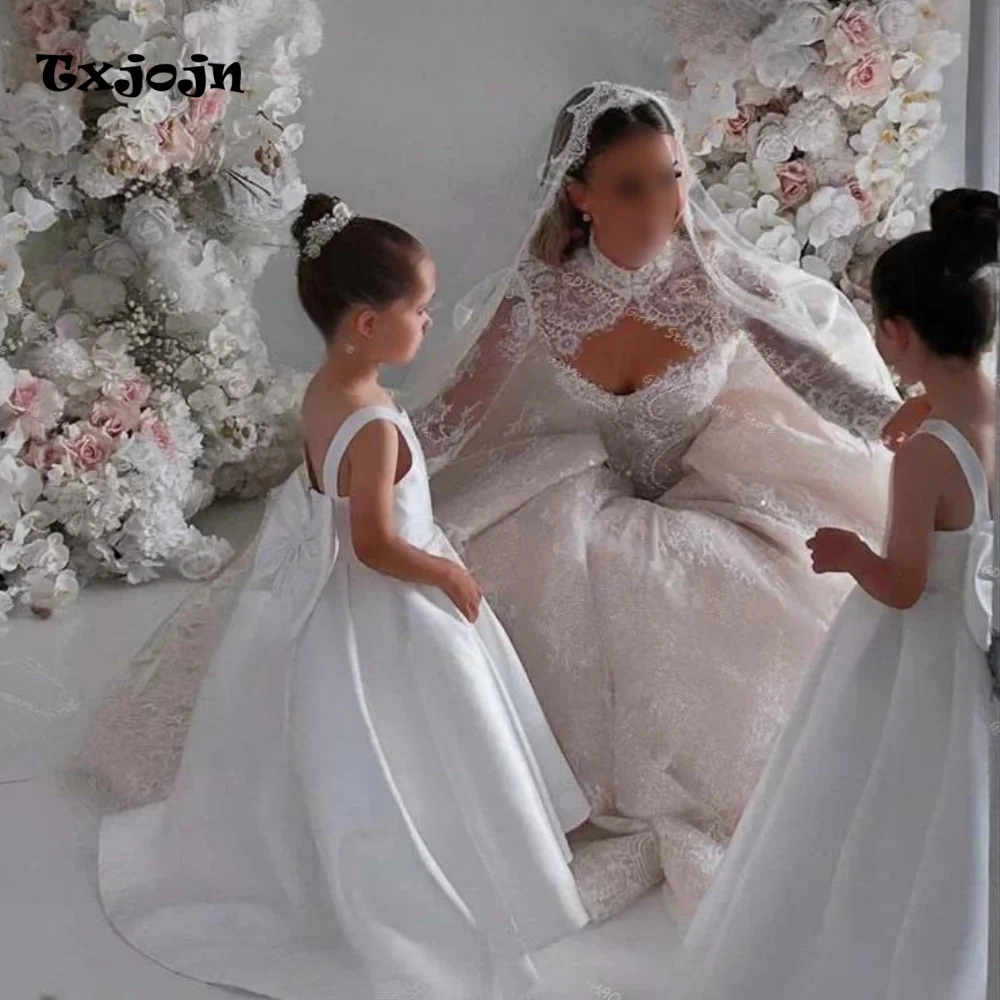 Elegant Flower Girl Dress 1-14 Years Old Girl's Princess Dress Satin Bow Birthday Dress Wedding Dress Show Dress Tutu Dress