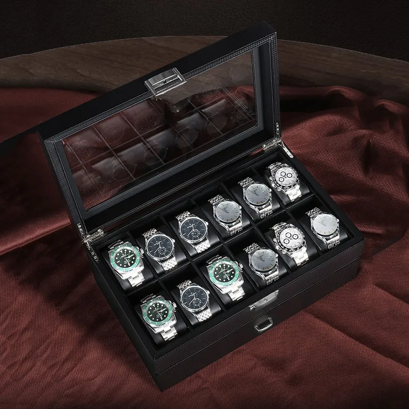 

Double Layered Watches Box Large Capacity Display Watch Boxes Transparent Showcase Watches Case Jeweler Bracelet Organize Cases