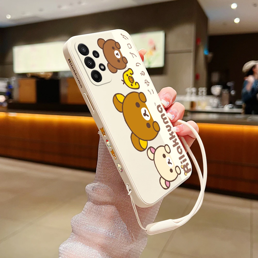 Cute R-Rilakkuma Bear Phone Case For Xiaomi Redmi 12C 10 10C 10A 9 9T 9A A1 K20 K30 K40 Pro Plus 4G 5G Liquid Silicone Cover