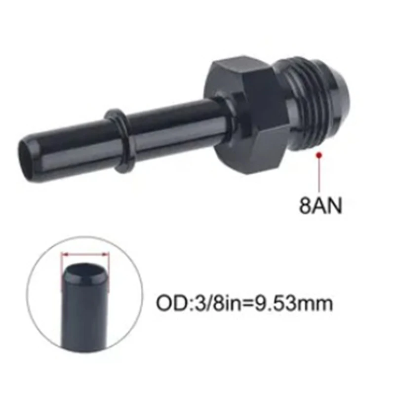 QM82 8AN 6AN Male Flares to 3/8 5/16 Fitting Adapter Union Connector Straight Aluminum Black Car Repair