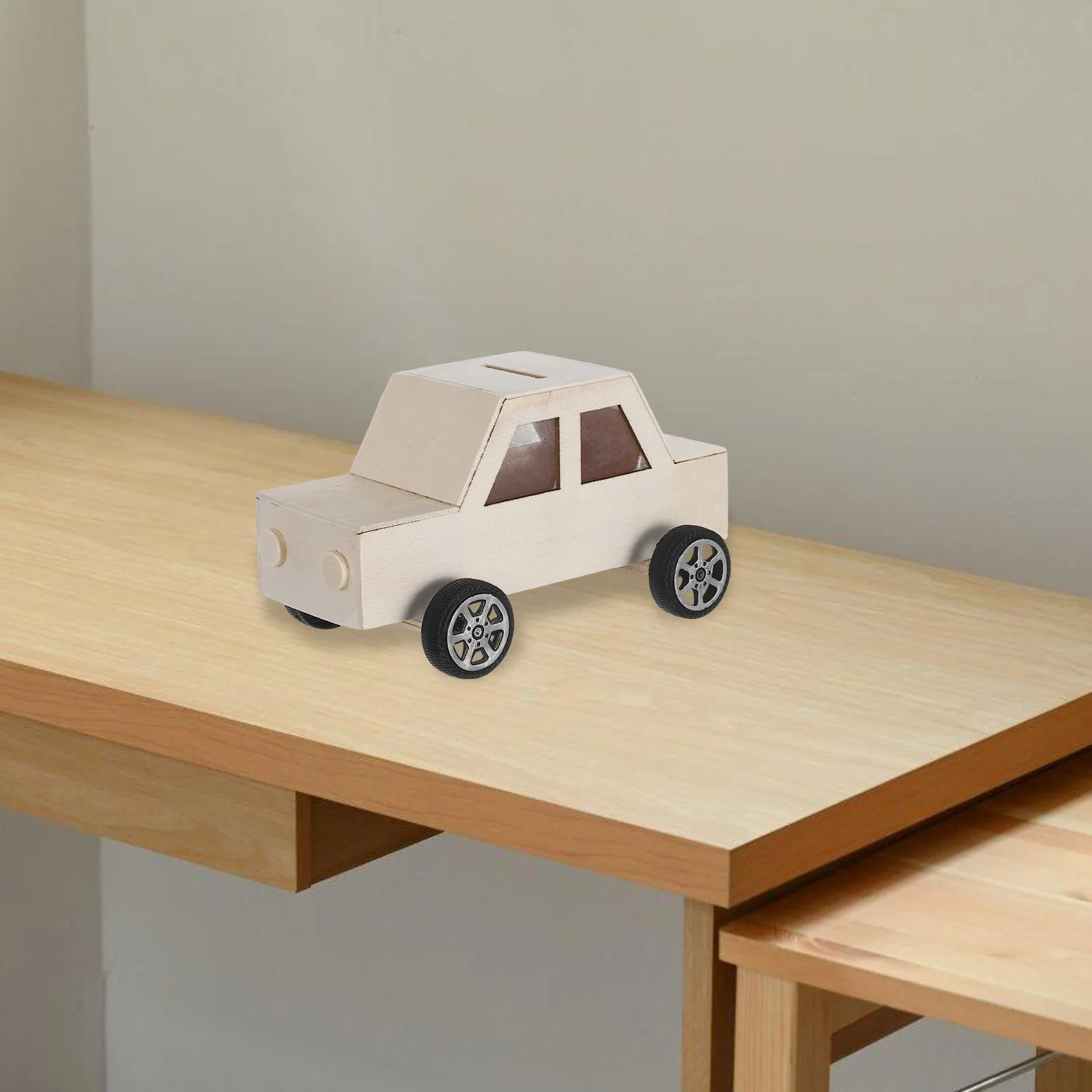 2個 DIY 木製車型貯金箱 クラフトキット 未塗装 塗装可能 コイン収納ボックス 子供 大人向け 木製マネーボックス