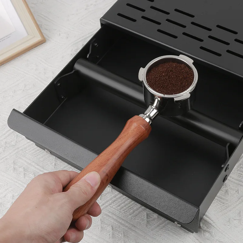 Custom Logo Coffee Accessories Stainless Steel Square Cafe Bar Knock Box Coffee Bucket Espresso Knock Box Drawers 2