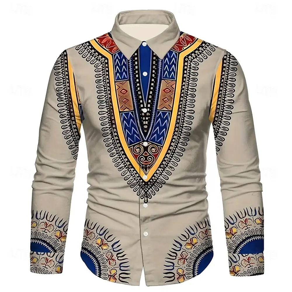 Men's Paisley Ethnic Flowers Shirt Button Up Shirt Casual Long Sleeve Vintage Retro Streetwear Turndown 3D Print Collared Shirt