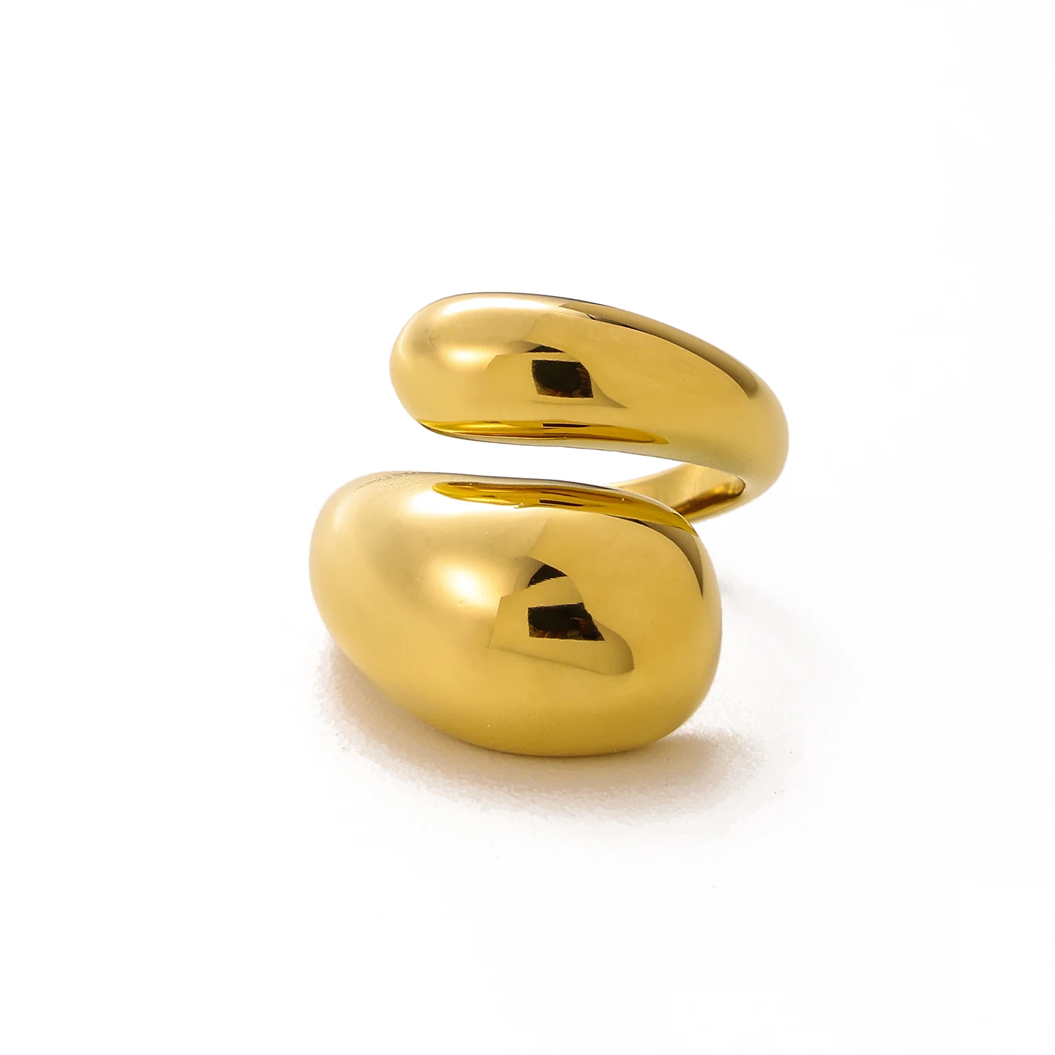 CARLIDANA New Trendy Silver Plated Stainless Steel Chunky Smooth Rings For Women Creative Water Drop Shape Rings Jewelry